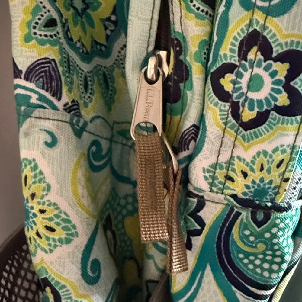 LL Bean Deluxe Book Bag Pack Backpack Travel School Green Teal Nylon Like New